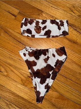 Women’s Brown Cow Print Bikini Set - Unbranded